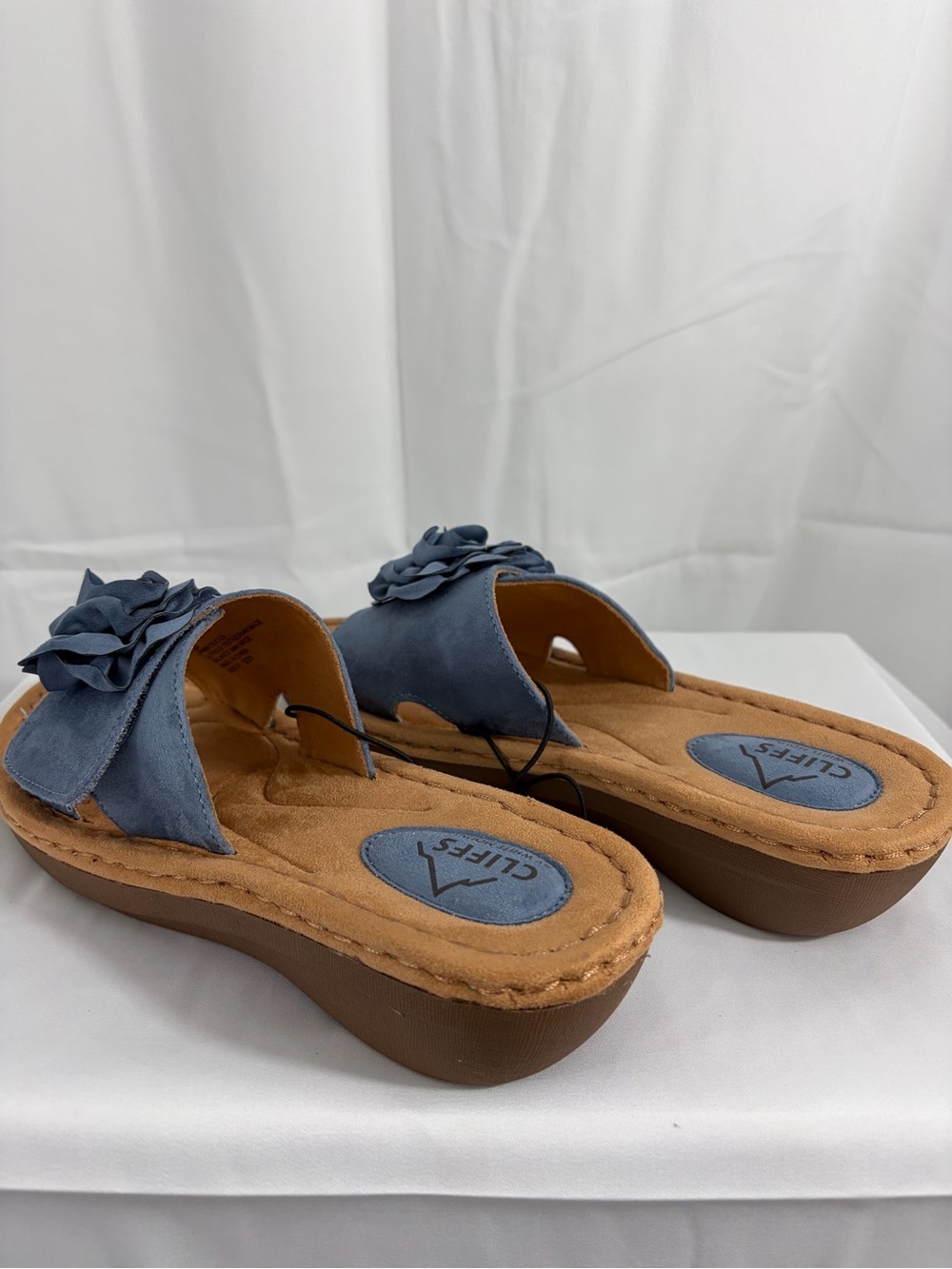 NWT Cliffs by White Mountain Women’s Size 9.5 Blue Floral Slide Sandals - Picture 4 of 7